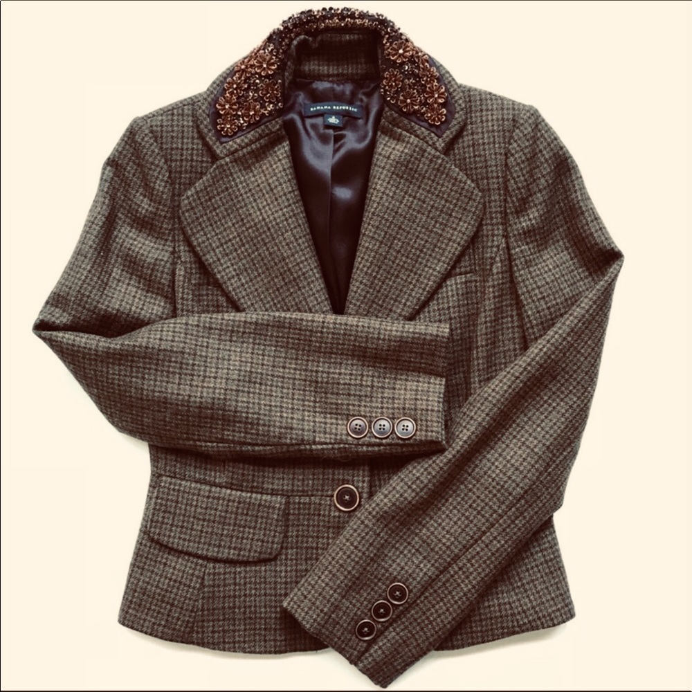 BANANA REPUBLIC Alpaca Wool Blend Jewel Collared Blazer 6